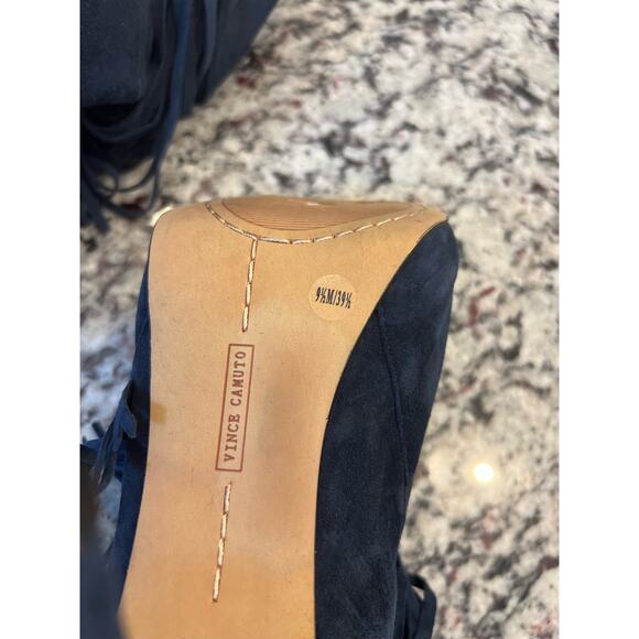 Vince Camuto peep toe suede bootie size 9.5 navy - Picture 8 of 8